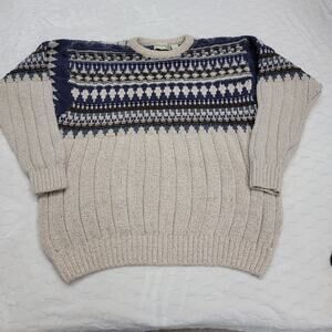 Vintage Fieldmaster Made in USA Cotton Fair Isle Knit Sweater XL Tall 90s Mens